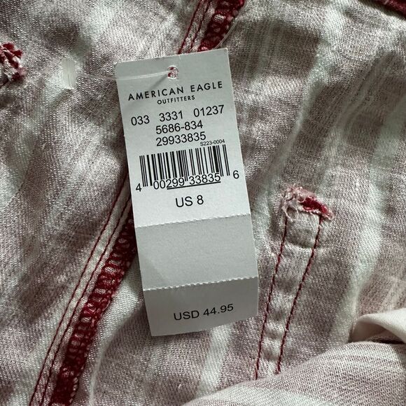 NWT Size 8 American Eagle Linen Blend Shorts Womens Super High Rise Striped - Picture 5 of 9